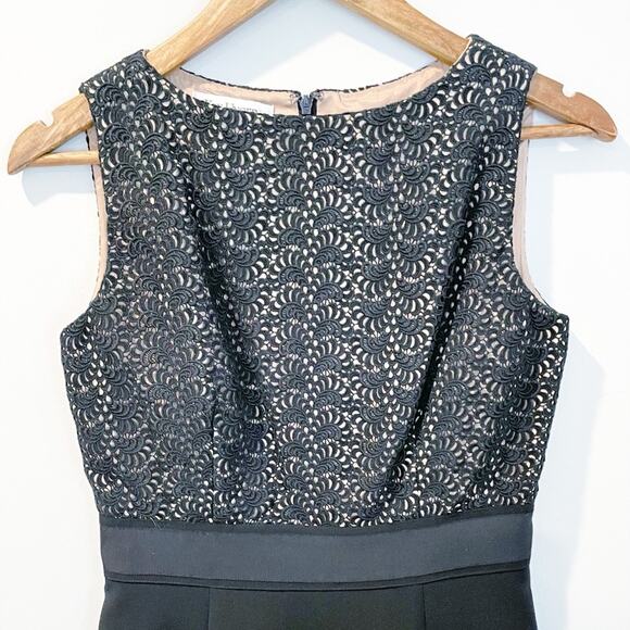 Kay Unger Lace Overlay Sheath Dress Black Size 4 LIKE NEW - Picture 2 of 16